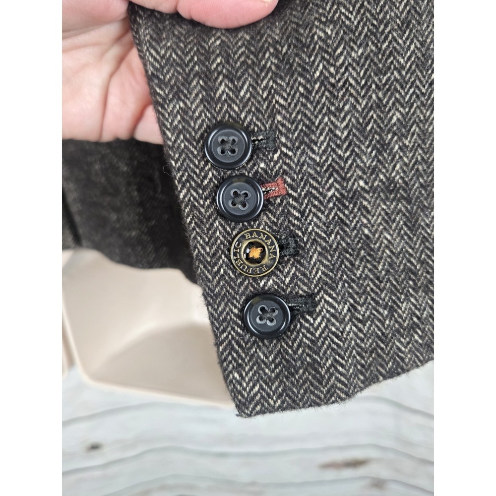 Banana Republic Safari & Travel Co Tweed Blazer 4 Herringbone Elbow Patch Wool - Picture 6 of 10